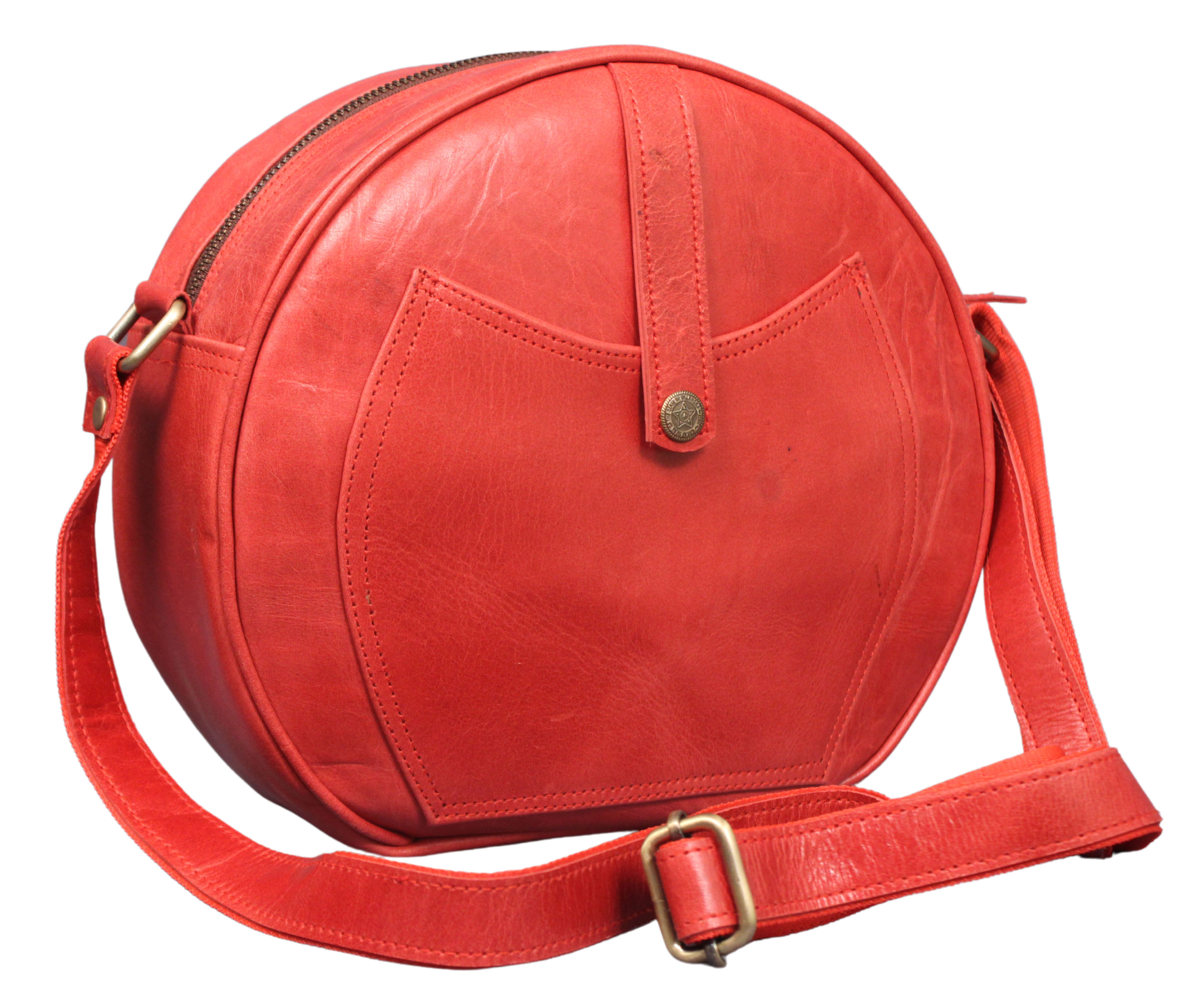 Crossbody Purse Buffalo Leather Hobo Women Semi Circle Zipper Red Bag